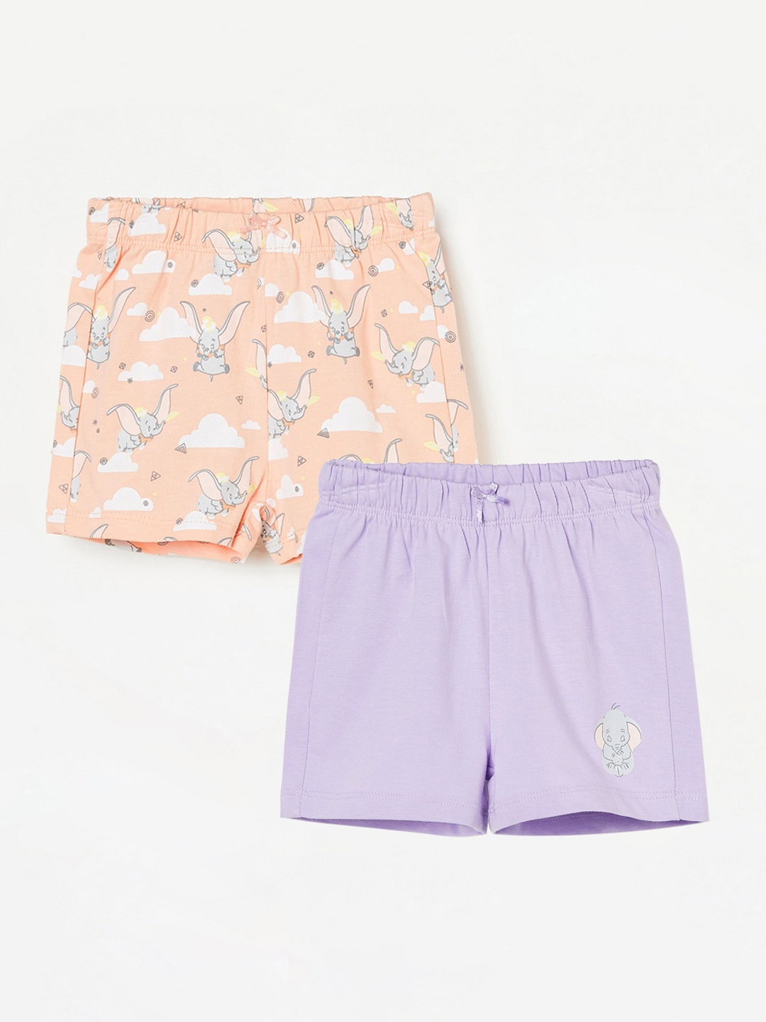 

Juniors by Lifestyle Girls Pack Of 2 Printed Pure Cotton Shorts, Peach