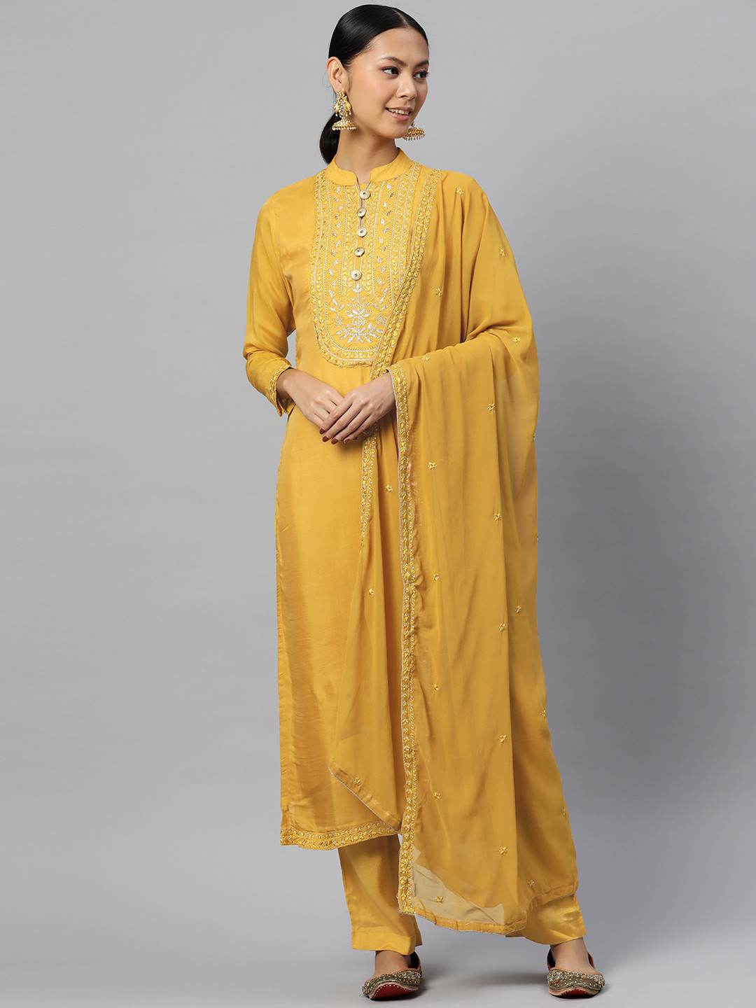 

Readiprint Fashions Semi-Stitched Dress Material, Mustard