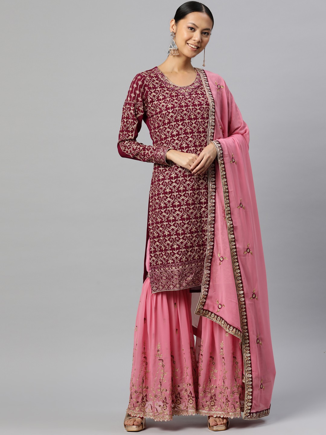 

Readiprint Fashions Embroidered Semi-Stitched Dress Material, Violet