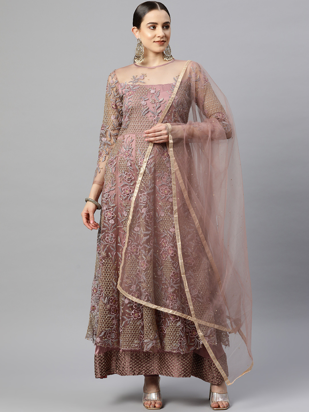 

Readiprint Fashions Embroidered Semi-Stitched Dress Material, Mauve