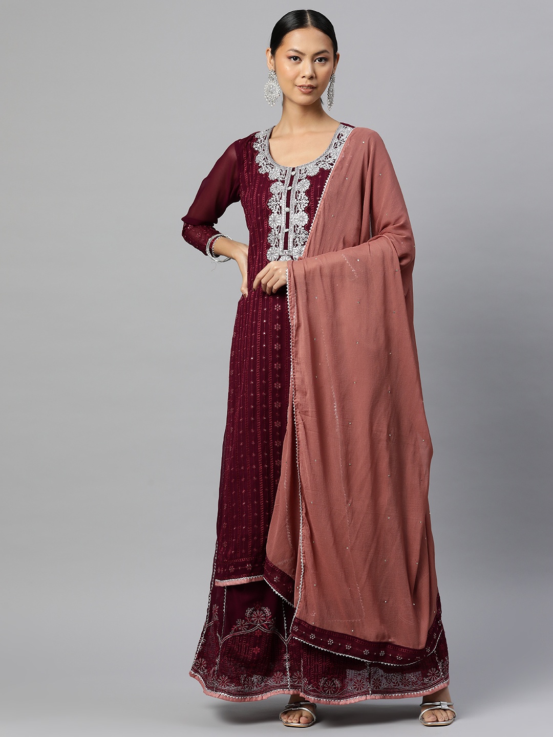 

Readiprint Fashions Embroidered Semi-Stitched Dress Material, Violet