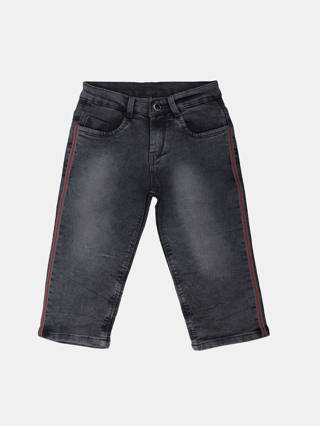 

V-Mart Girls Washed Mid-Rise Denim Shorts, Grey