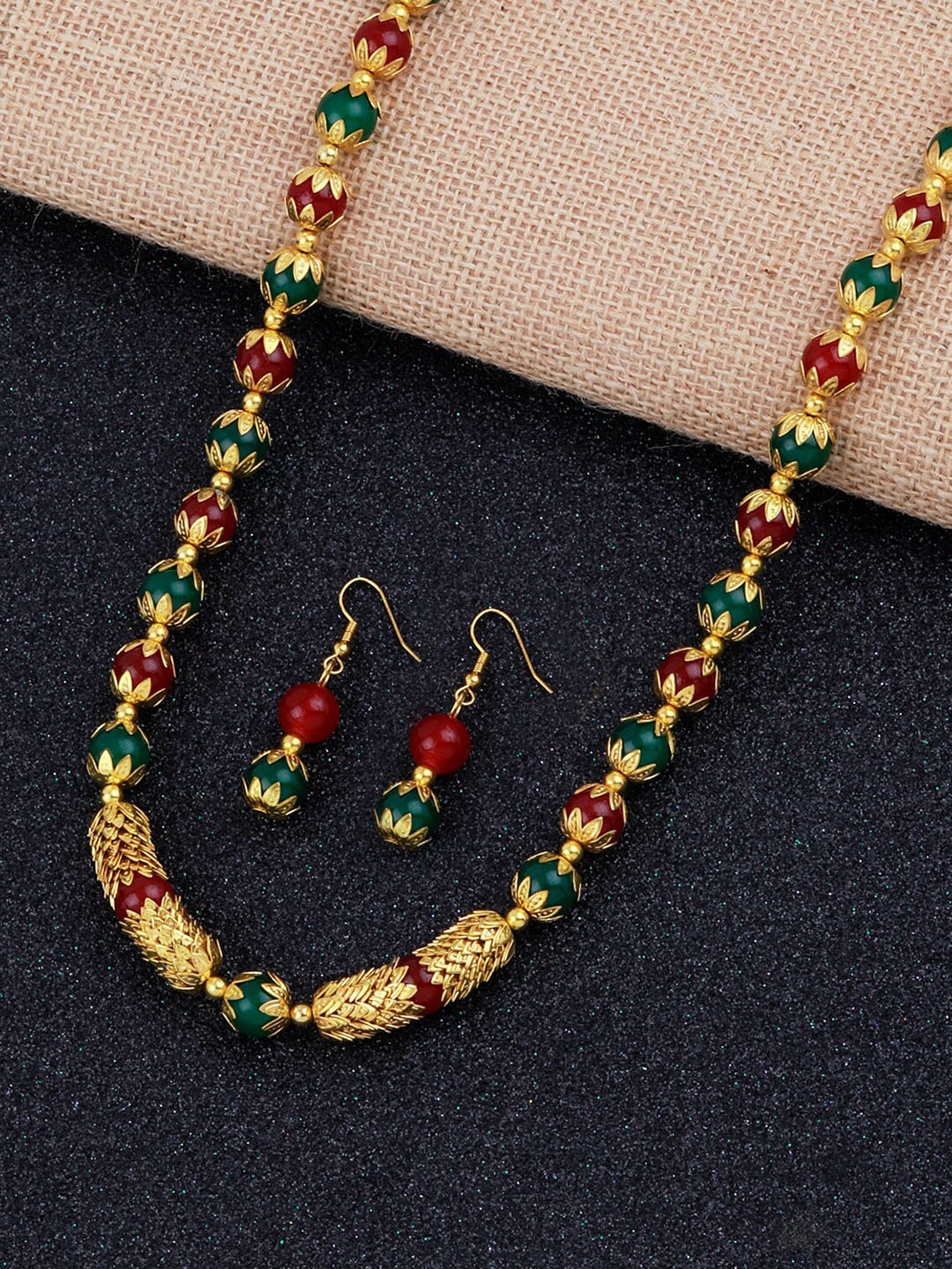 

Silver Shine Gold-Plated Beaded Jewellery Set