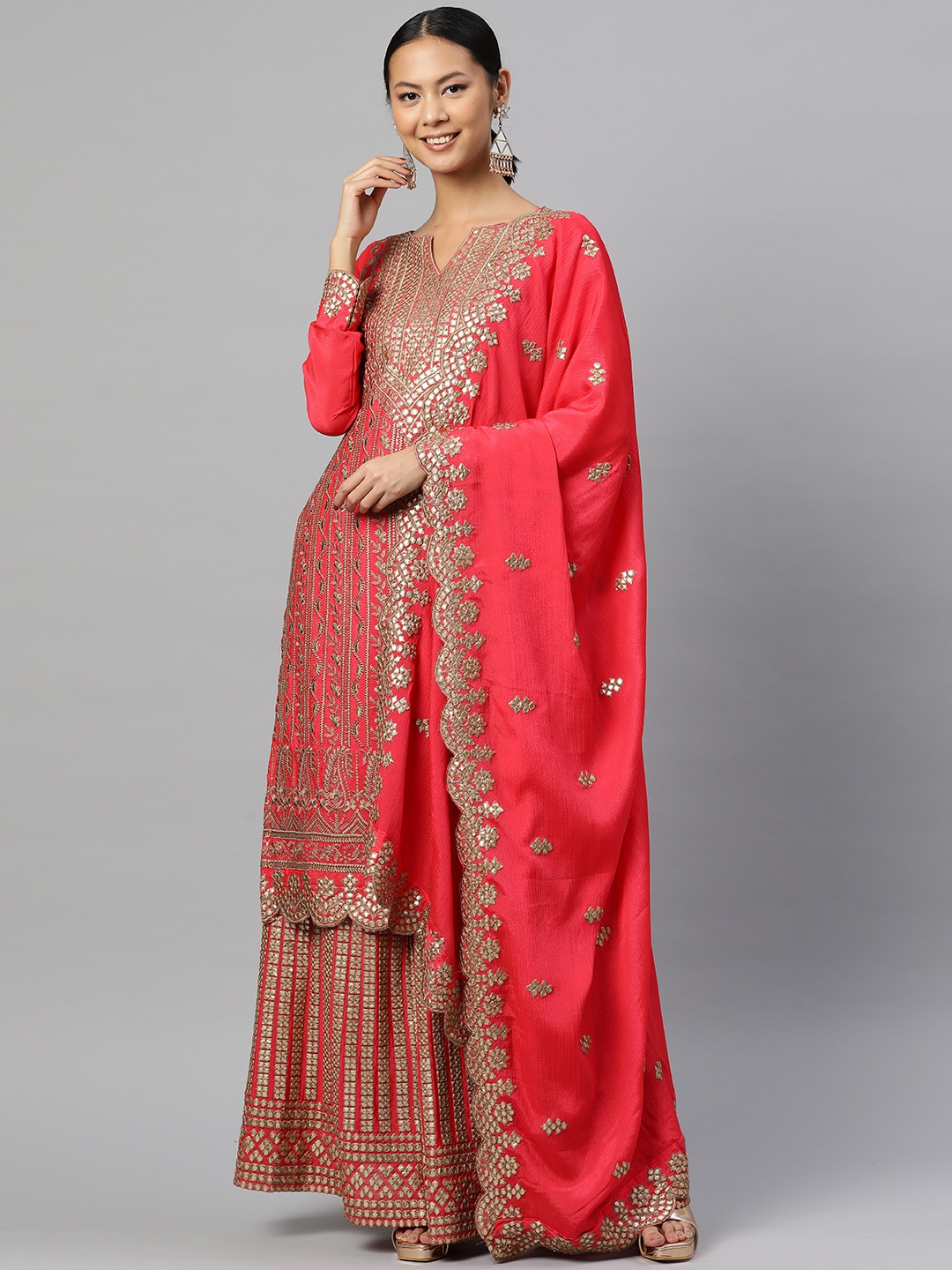 

Readiprint Fashions Embroidered Semi-Stitched Dress Material, Magenta