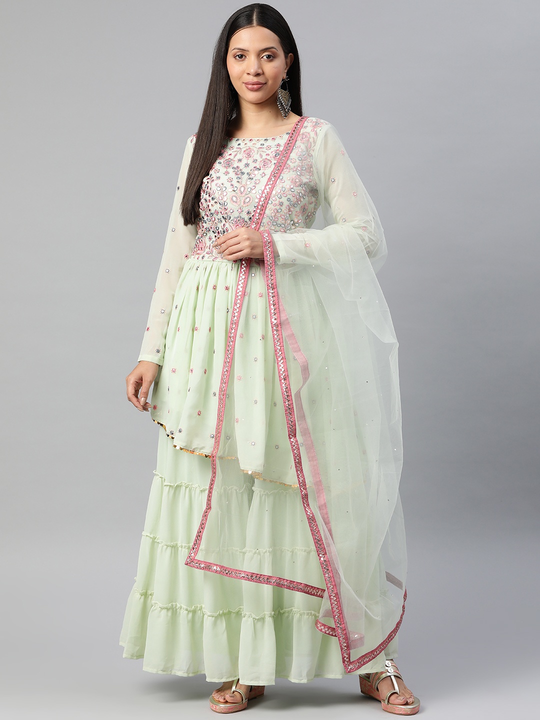 

Readiprint Fashions Embroidered Semi-Stitched Dress Material, Green
