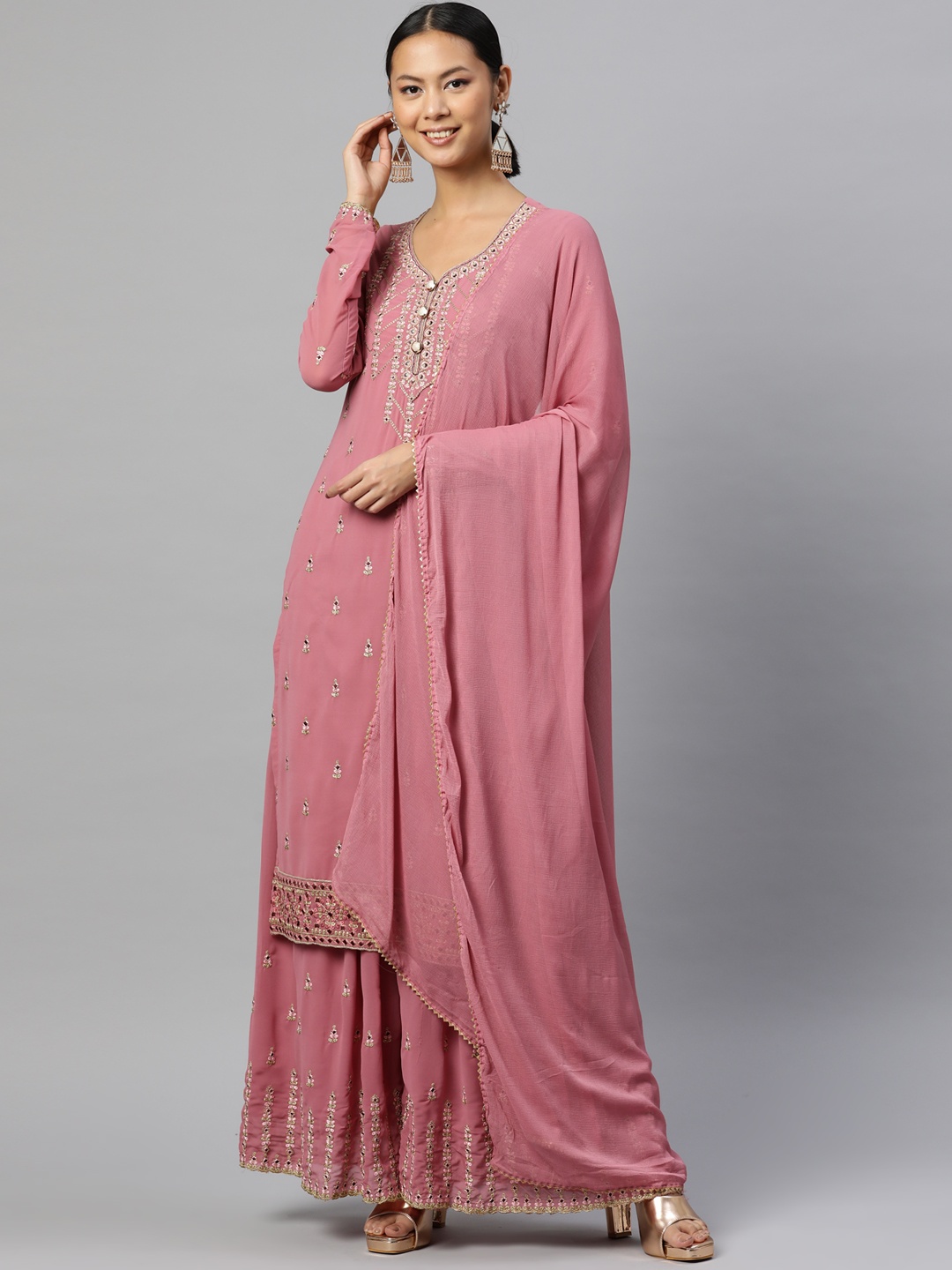 

Readiprint Fashions Embroidered Semi-Stitched Dress Material, Mauve