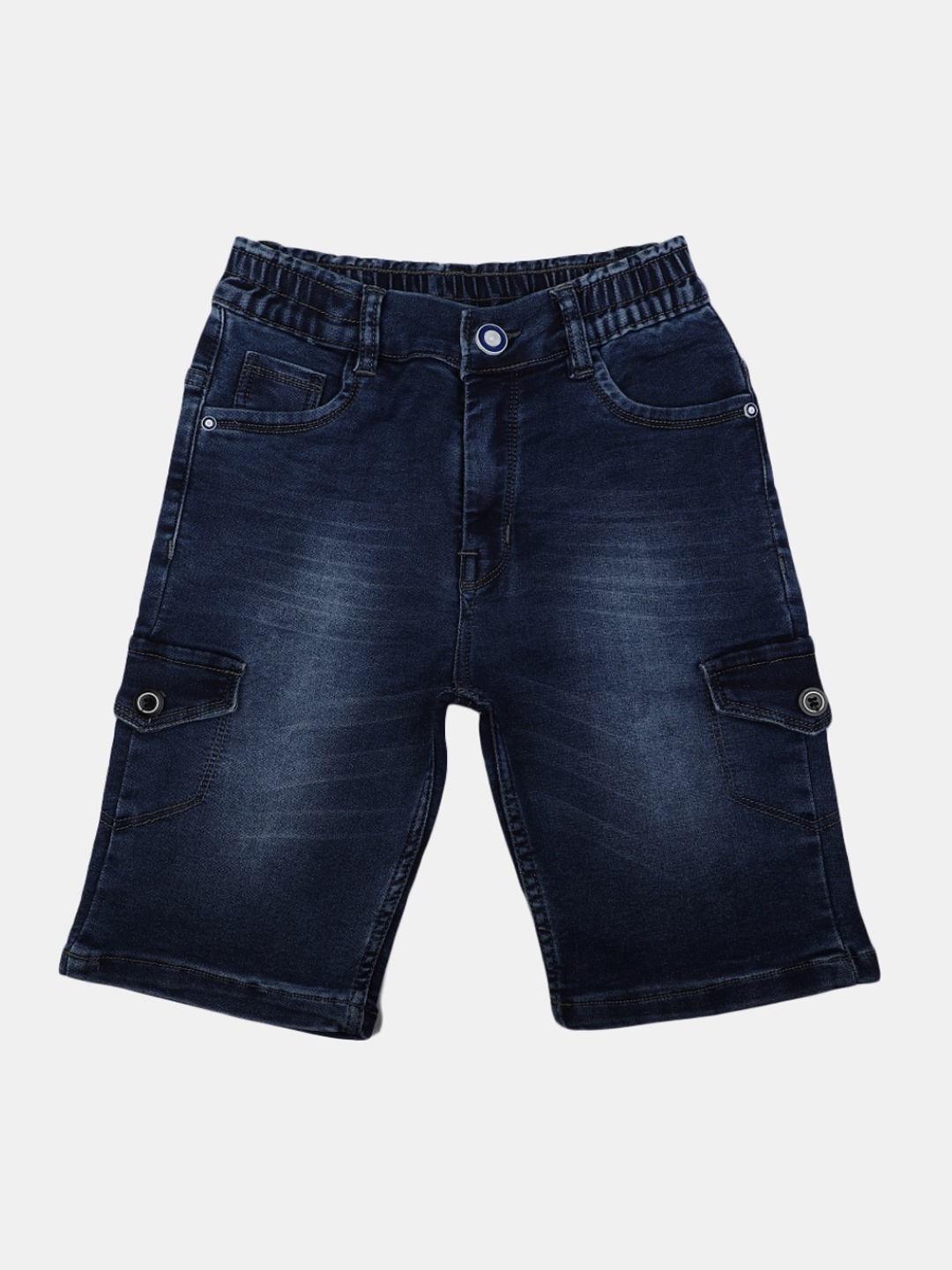 

V-Mart Boys Washed Mid-Rise Denim Shorts, Blue
