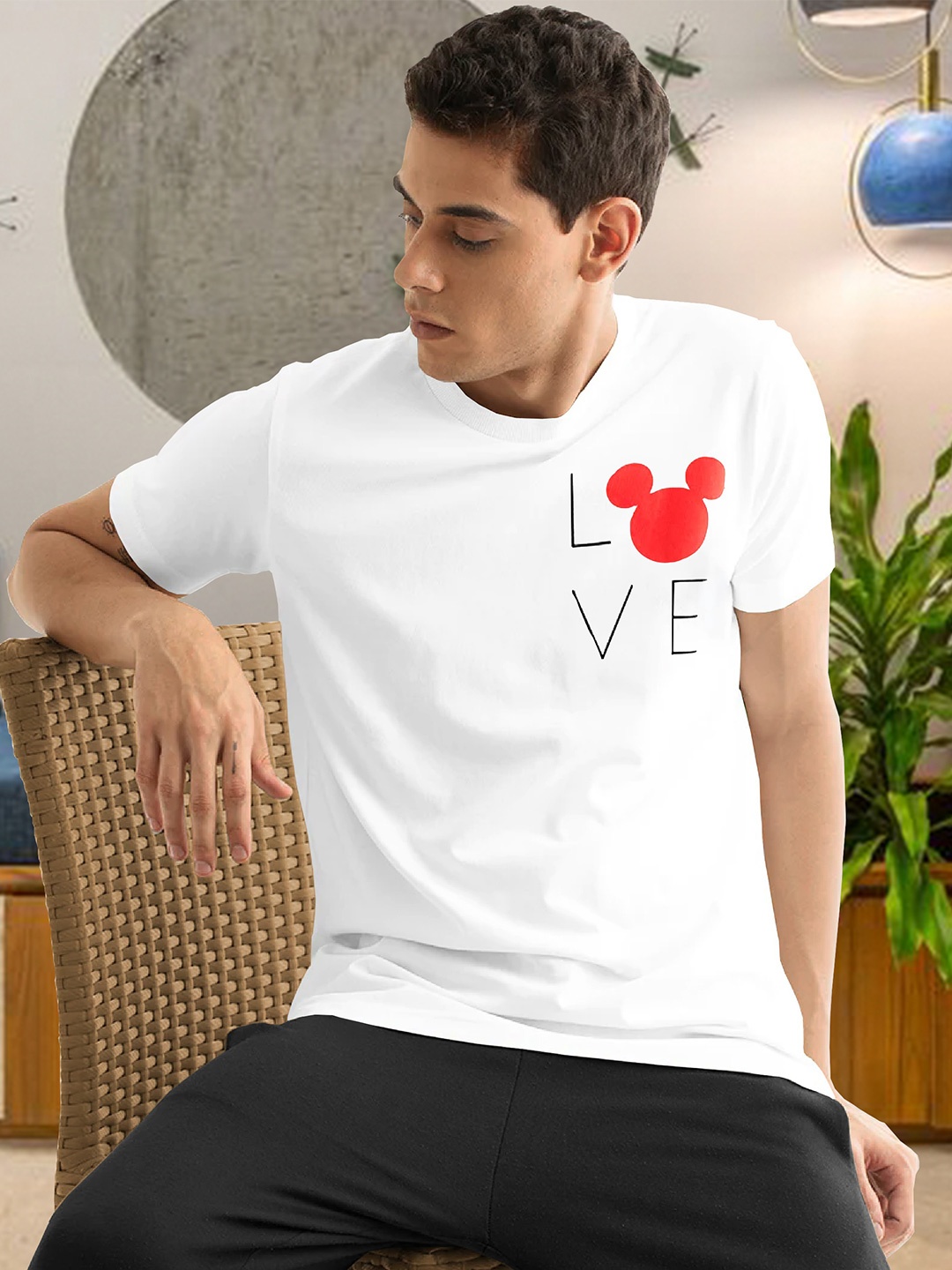

BLIVE Typography Printed Round Neck Cotton T-shirt, White