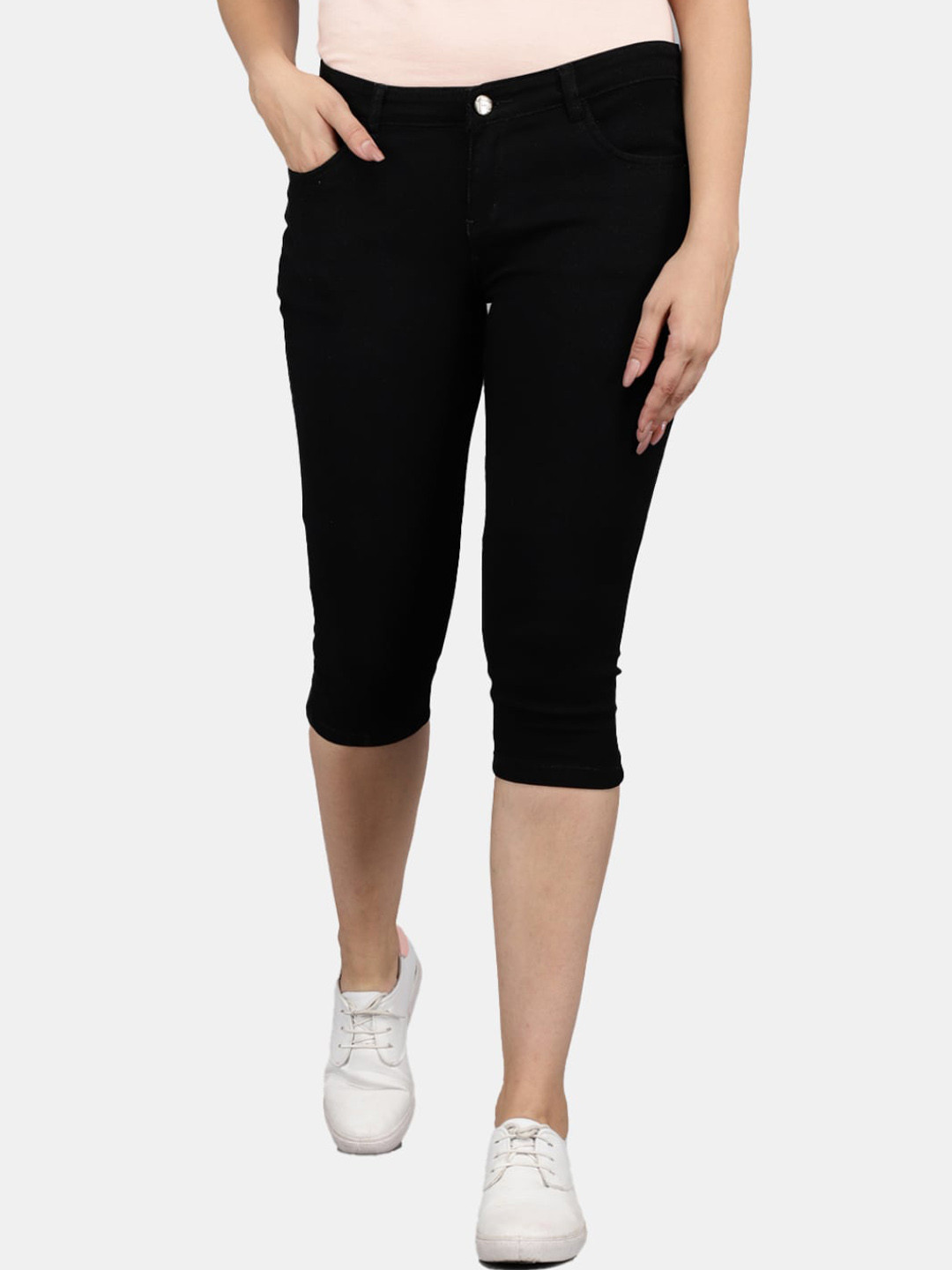 

V-Mart Women Slim Fit Denim Capris, Black