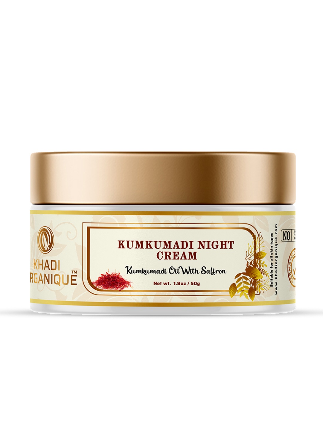 

Khadi Organique Kumkumadi Night Cream with Saffron for Skin Lightening - 50 g, White