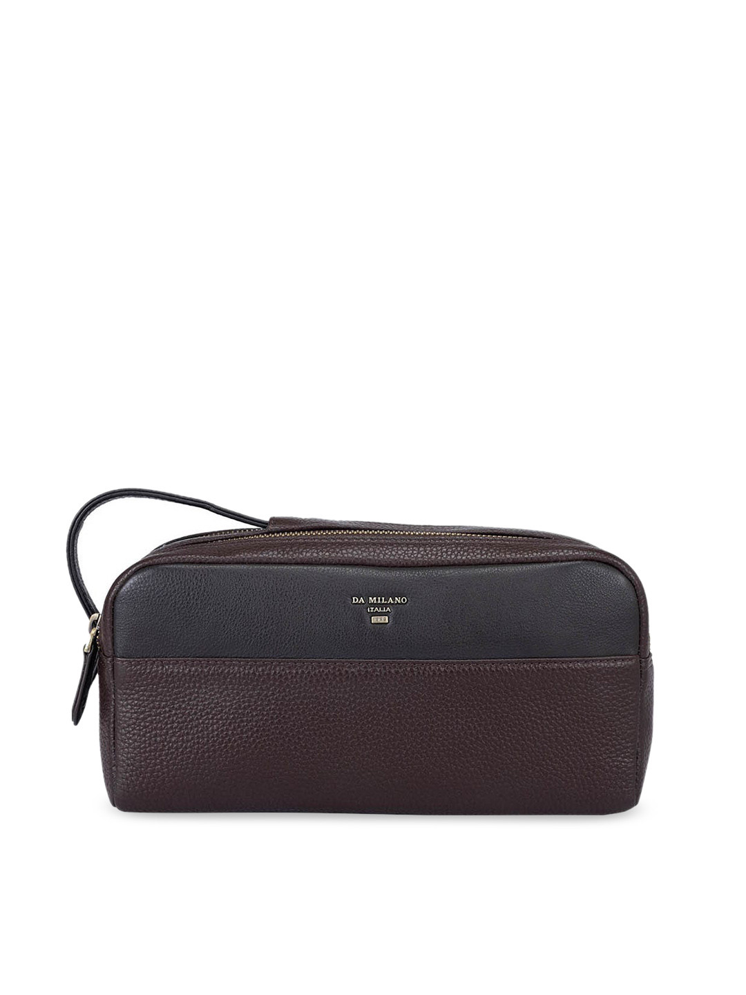 

Da Milano Colourblocked Genuine Leather Travel Pouch, Brown