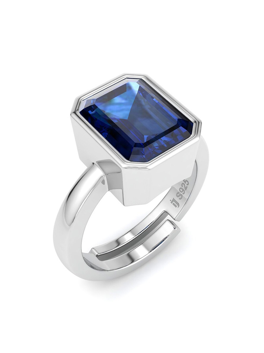 

Inddus Jewels Rhodium-Plated CZ-Studded Rectangular Shaped Finger Ring, Silver
