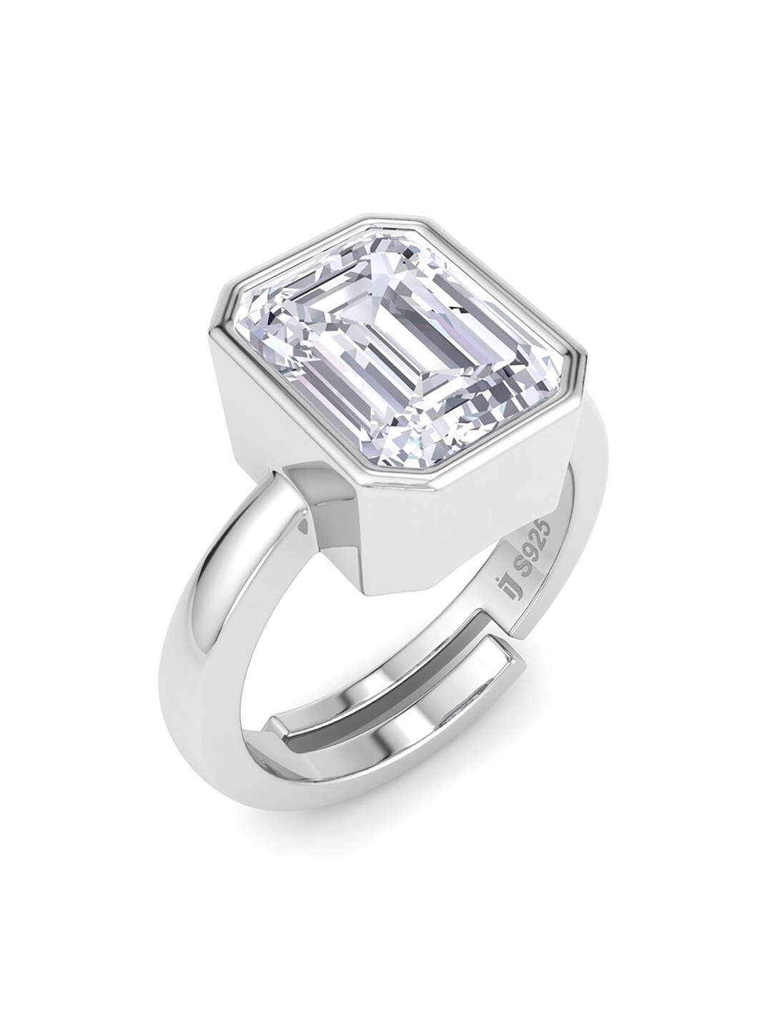 

Inddus Jewels 925 Sterling Silver CZ-Studded Adjustable Finger Ring