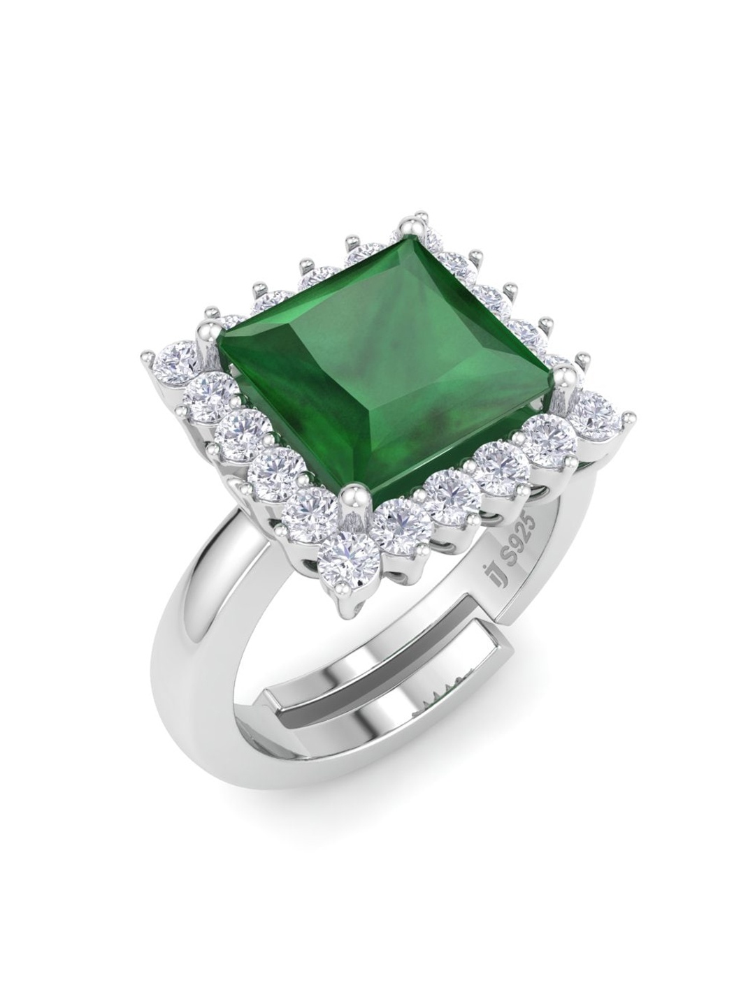 

Inddus Jewels Sterling Sliver Rhodium-Plated CZ Finger Ring, Silver