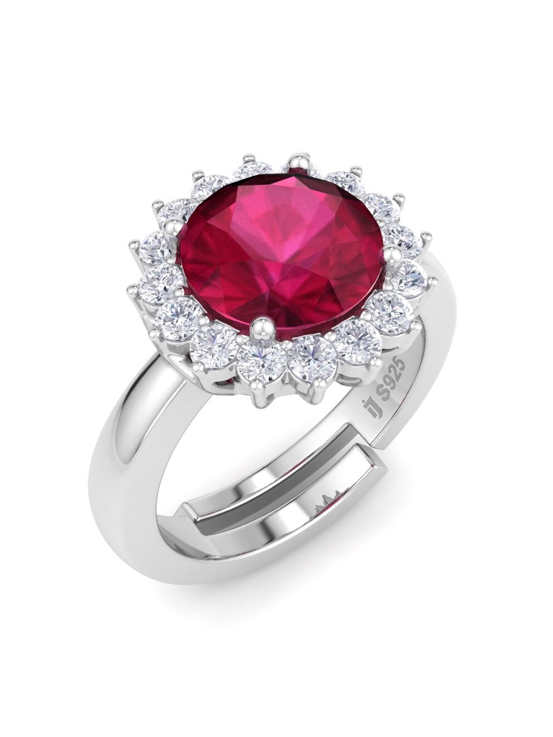 

Inddus Jewels Rhodium-Plated CZ-Studded Circular Shaped Adjustable Finger Ring, Silver