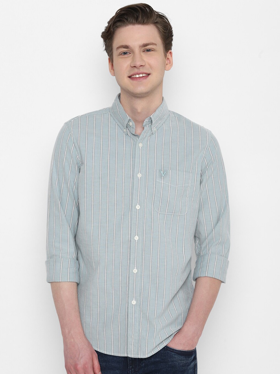 

AMERICAN EAGLE OUTFITTERS Striped Cotton Casual Shirt, Blue