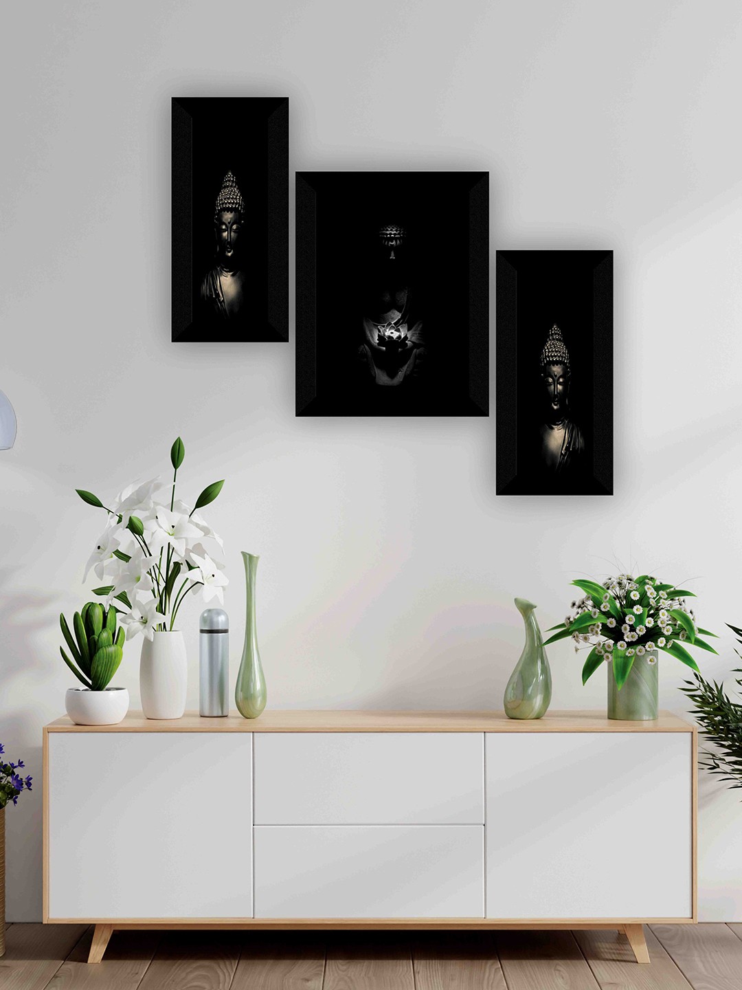

SAF Black 3 Pieces Buddha Painting Wall Art