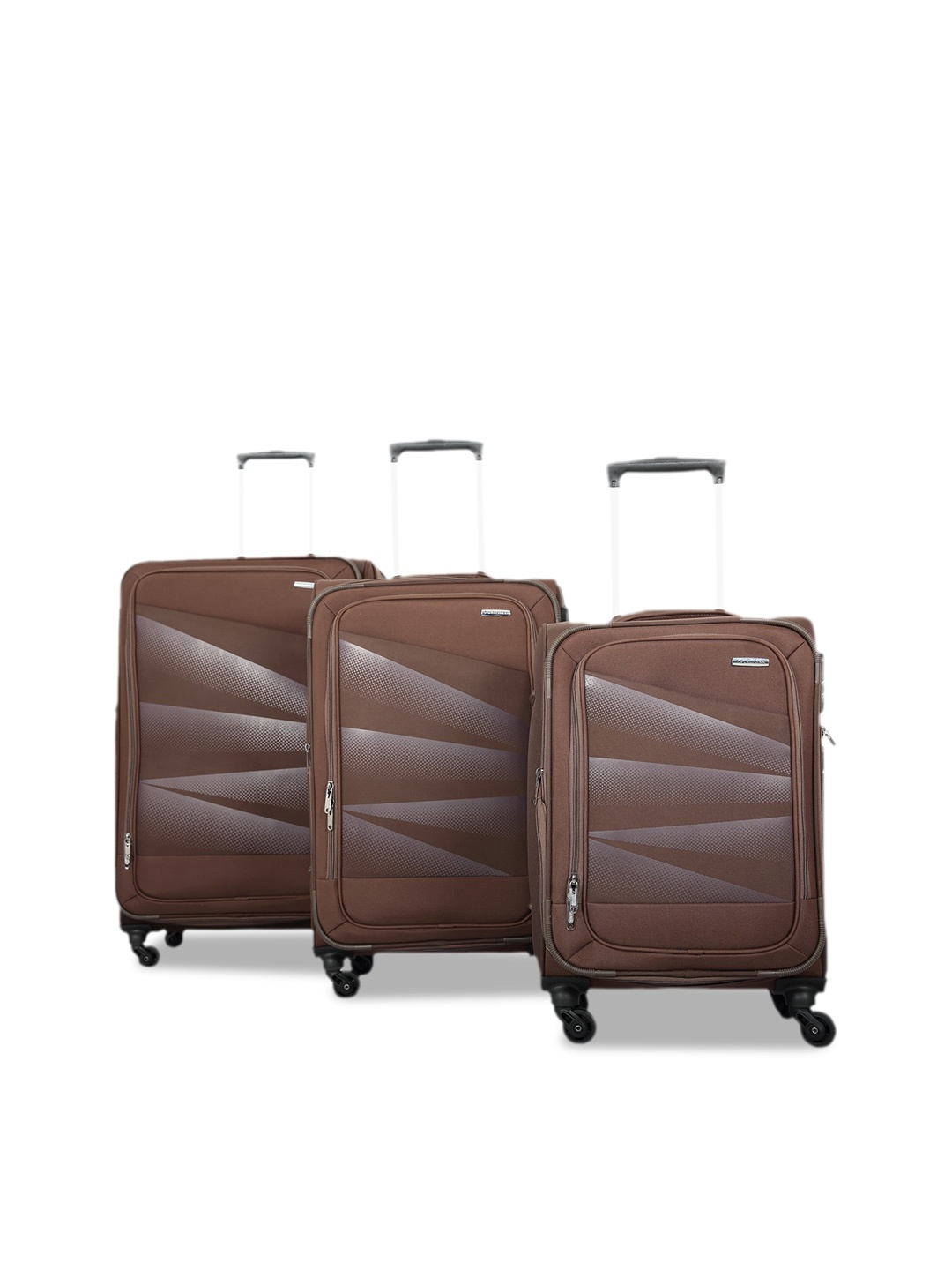 

Polo Class Set Of 3 Printed Soft-Sided 360 Degree Rotation Trolley Suitcases, Brown