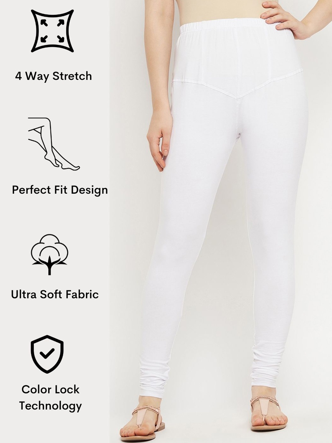 

SECRETS BY ZEROKAATA Churidar Length Leggings, White