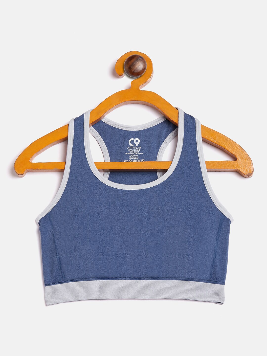 C9 AIRWEAR Girls Full Coverage Lightly Padded All Day Comfort Seamless Sports Bra, Blue