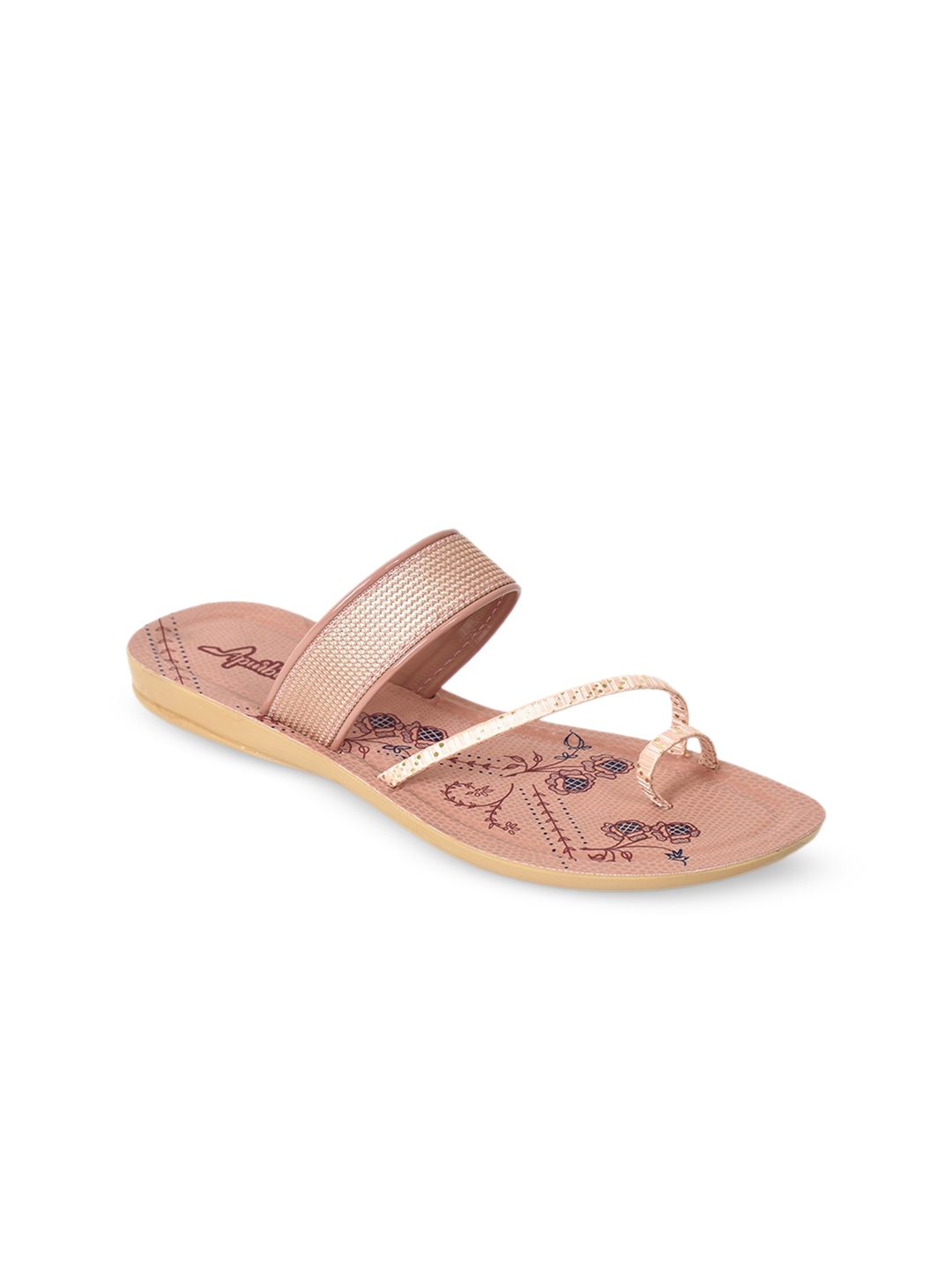 

Ajanta Women Printed One Toe Flats, Beige