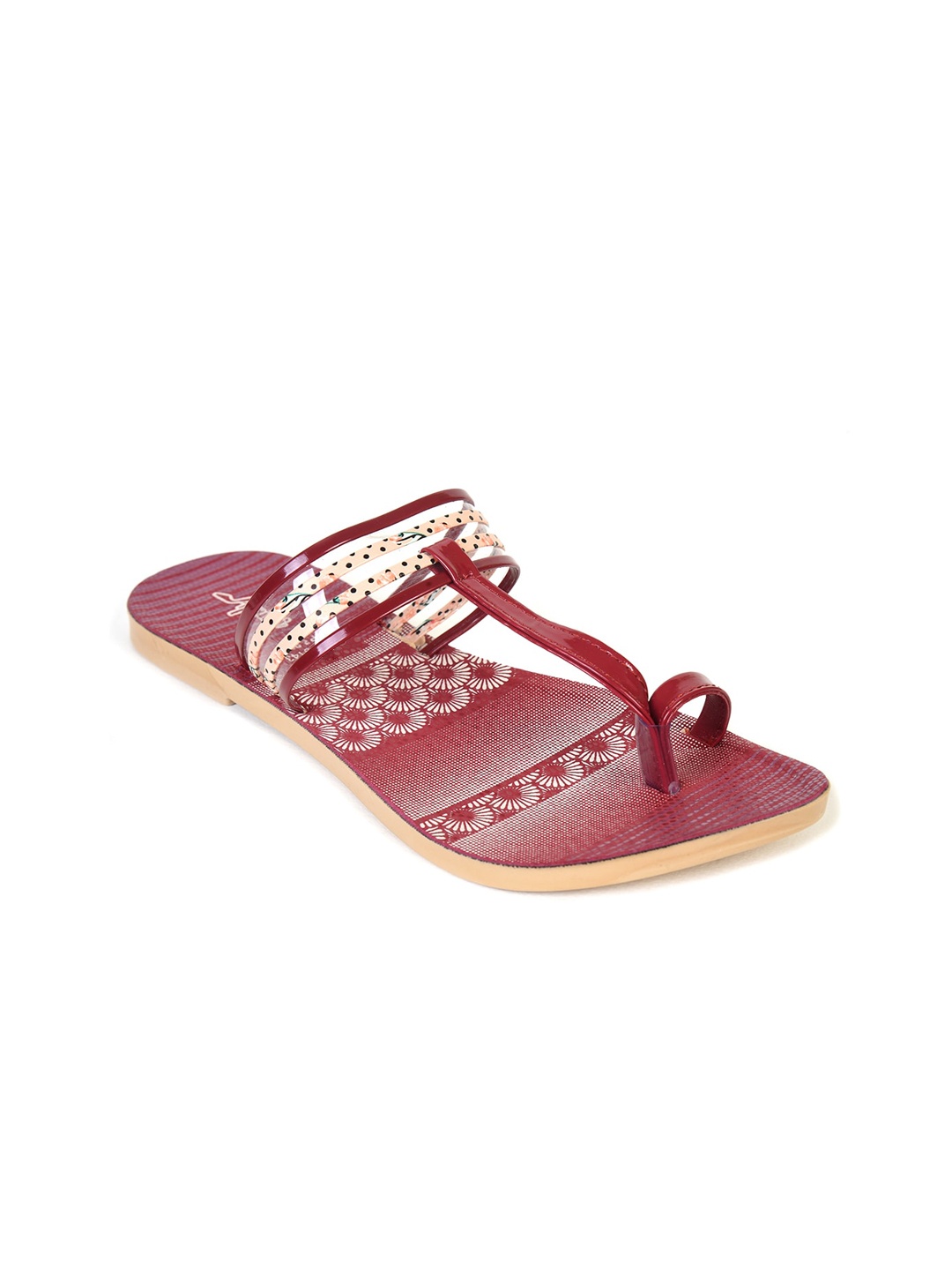 

Ajanta Women Printed Embellished Open Toe Flats, Red