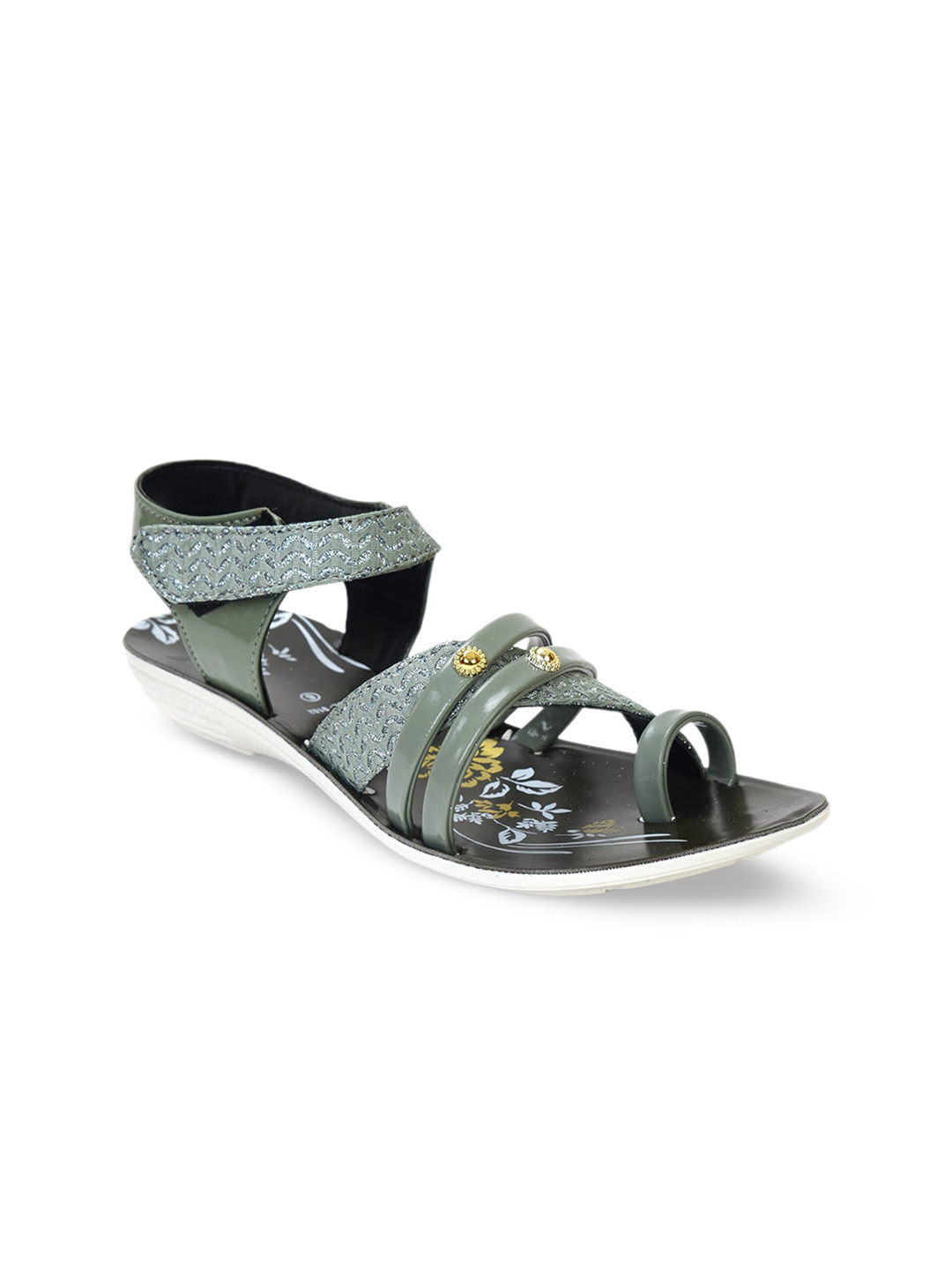 

Ajanta Women Printed Backstrap Open Toe Flats, Green