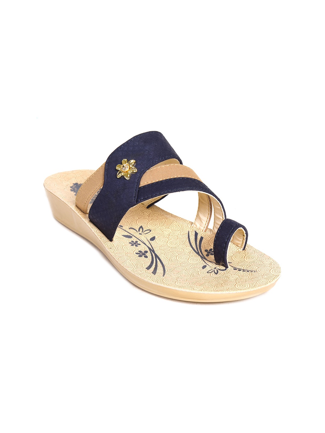 

Ajanta Women Printed Open Toe Flats, Beige