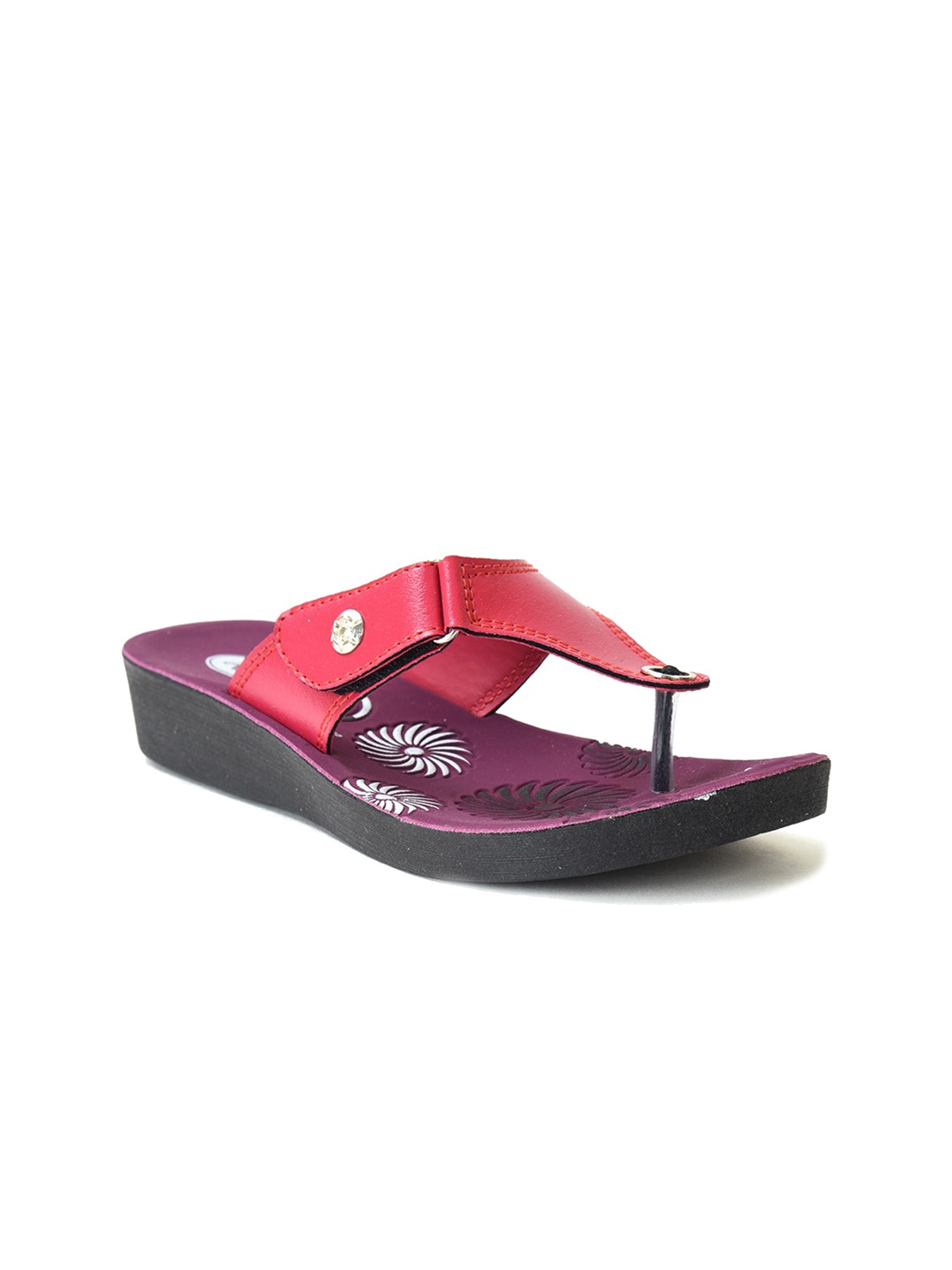 

Ajanta Women Printed Open Toe Flats, Maroon