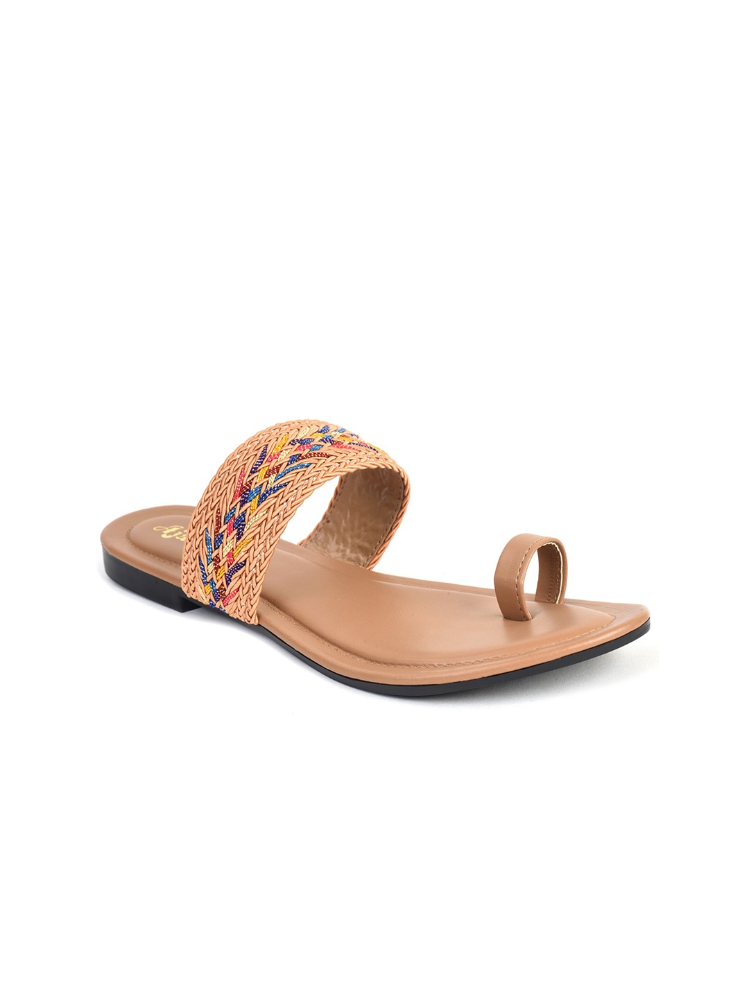 

Ajanta Women Textured Open Toe Flats, Beige