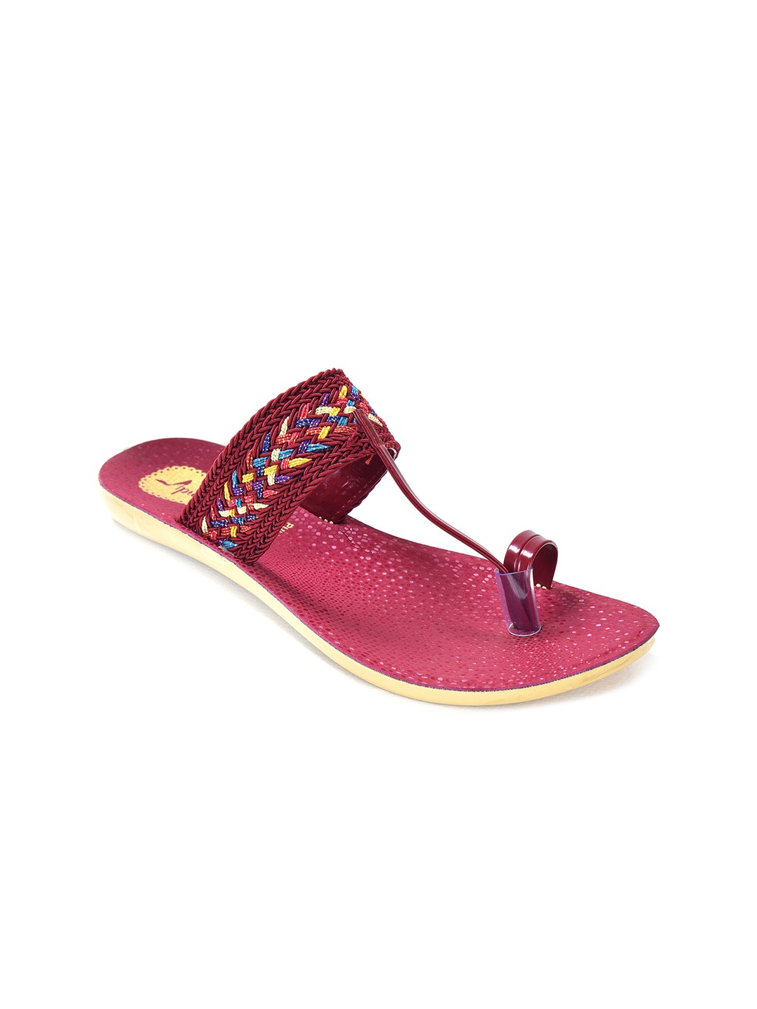 

Ajanta Women Woven Design One Toe Flats, Maroon