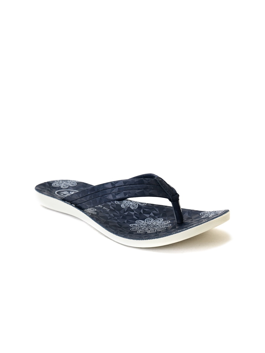 

Ajanta Women Geometric Printed Open Toe Flats, Navy blue