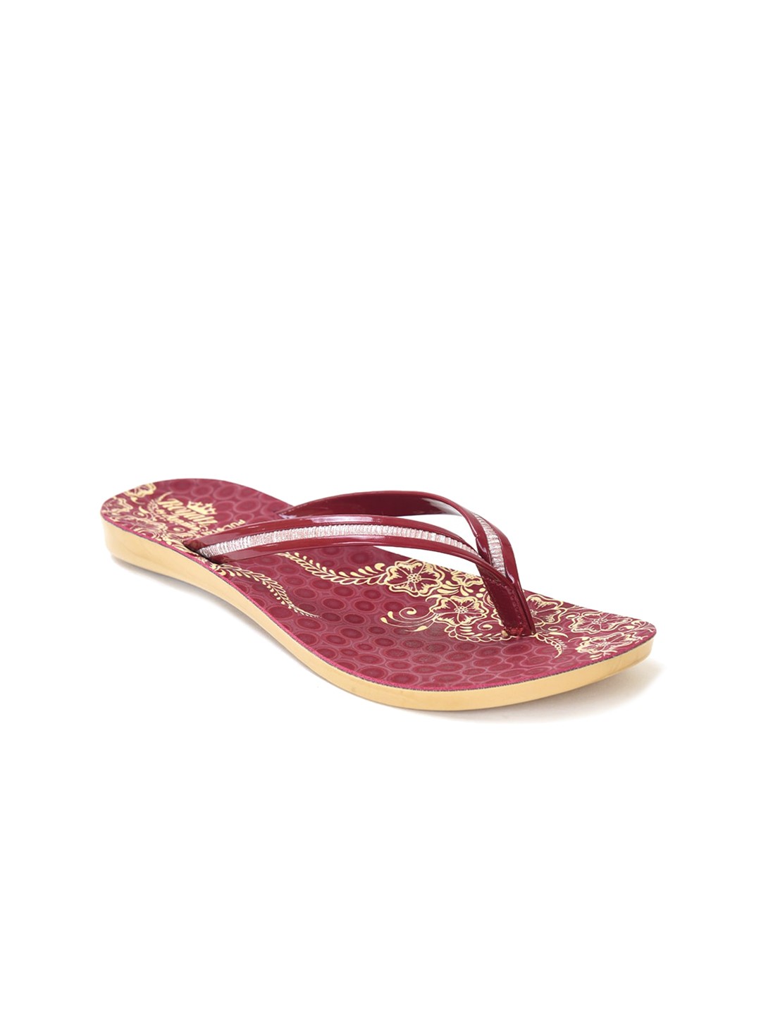 

Ajanta Women Printed Open Toe Flats, Maroon
