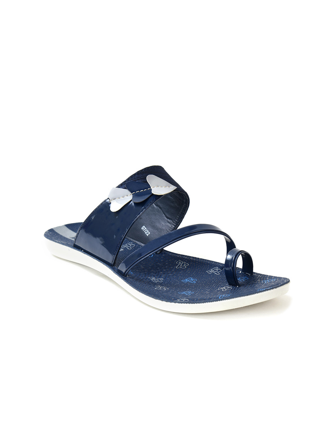 

Ajanta Women Printed Open Toe Flats, Navy blue