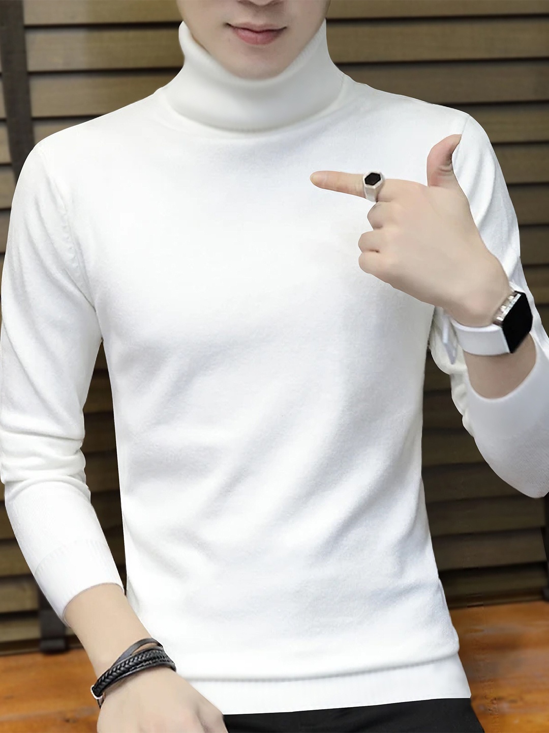 

BLIVE High Neck Cotton Pullover Sweatshirt, White