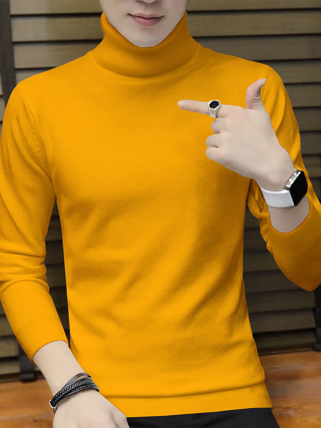 

BLIVE High Neck Cotton Pullover Sweatshirt, Yellow
