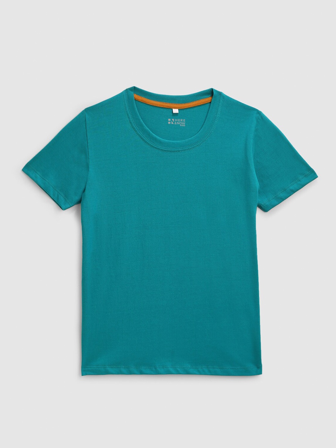 

HERE&NOW Boys Round Neck Cotton T-Shirt, Teal