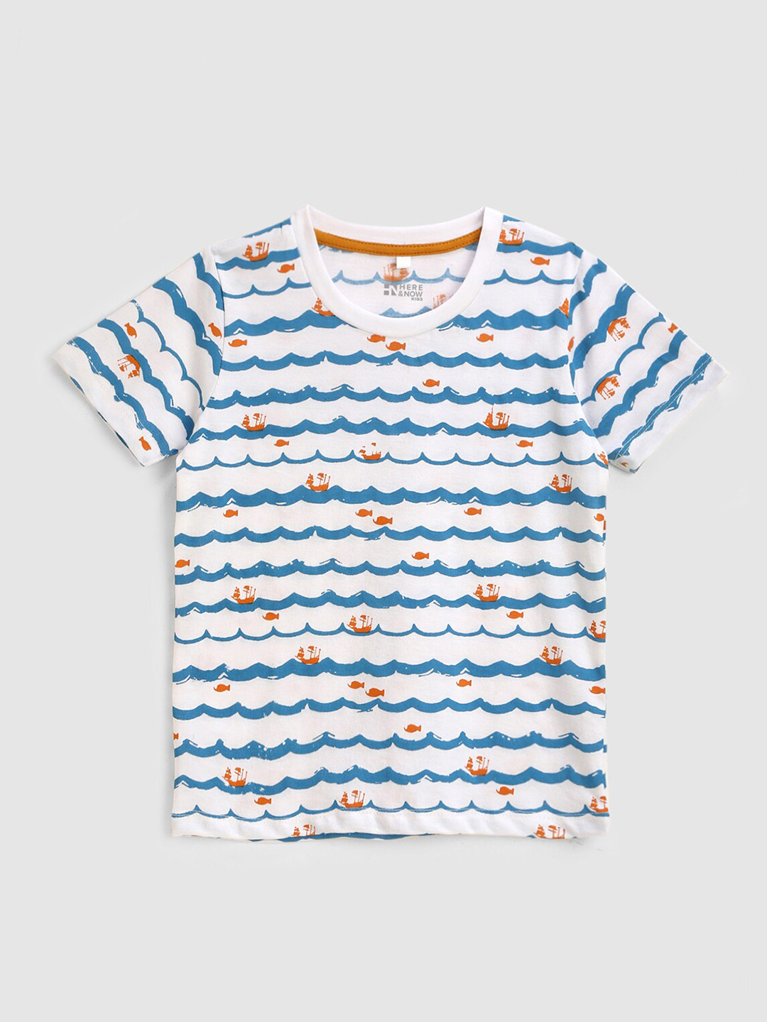 

HERE&NOW Boys Conversational Printed Cotton T-Shirt, White