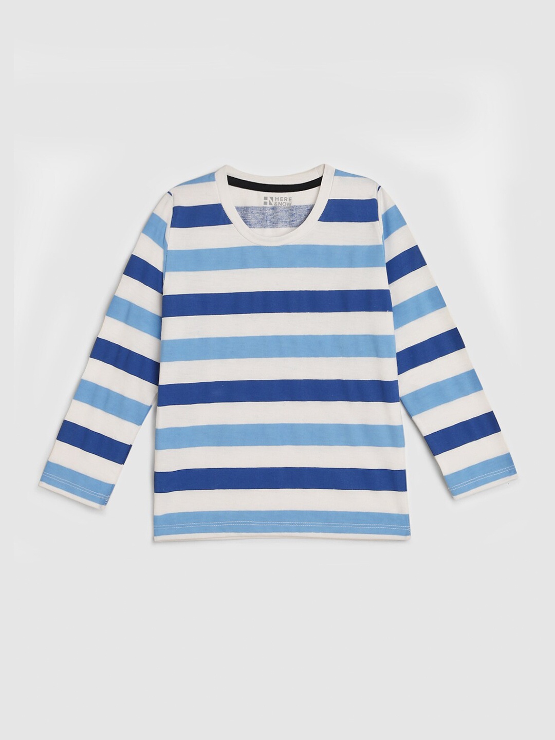 

HERE&NOW Boys Horizontal Striped Cotton T-Shirt, White