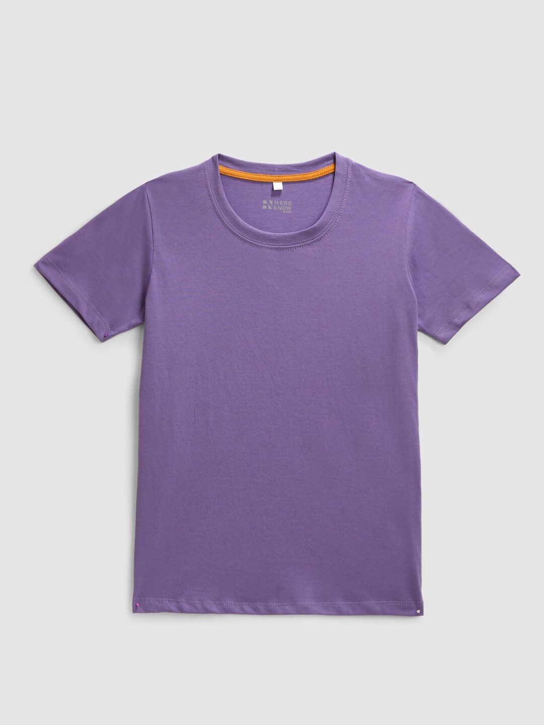 

HERE&NOW Boys Round Neck Cotton T-shirt, Purple