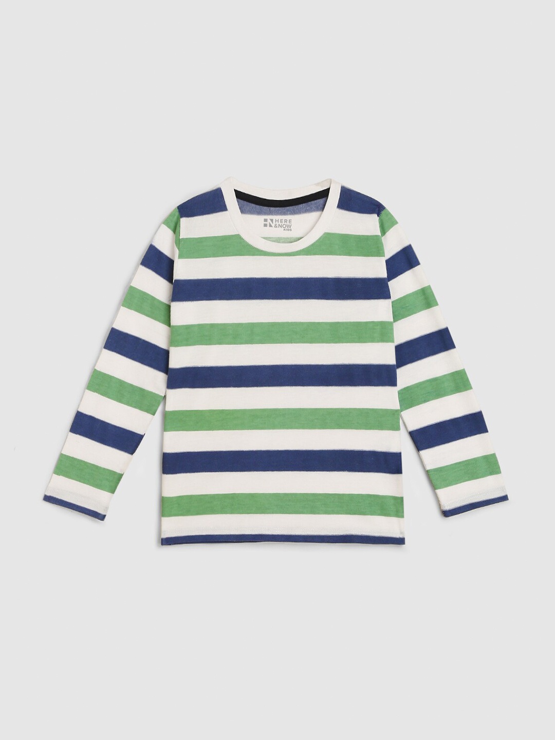 

HERE&NOW Boys Horizontal Striped Cotton T-Shirt, White