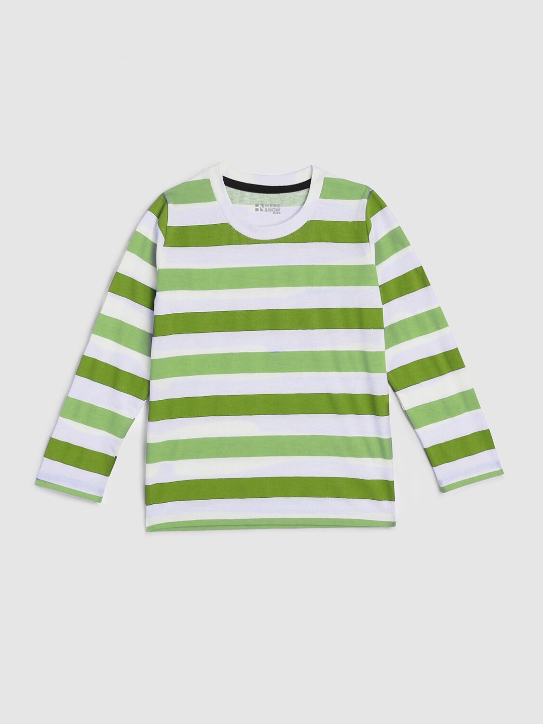 

HERE&NOW Boys Horizontal Striped Cotton T-Shirt, White