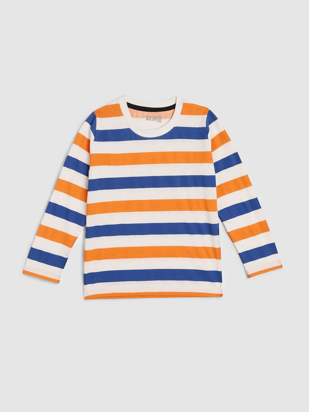 

HERE&NOW Boys Horizontal Striped Cotton T-Shirt, White