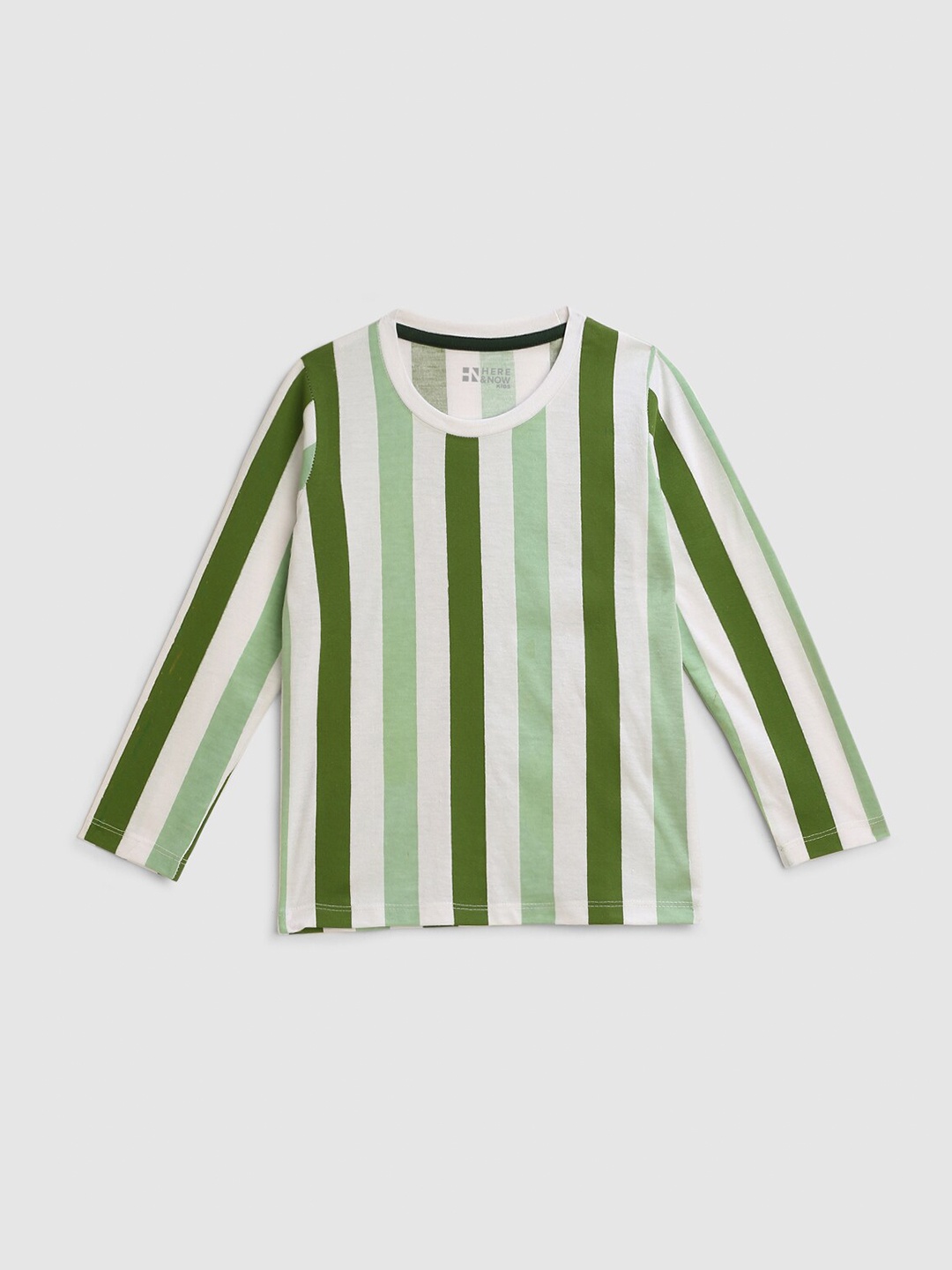 

HERE&NOW Boys Vertical Striped Cotton T-Shirt, White
