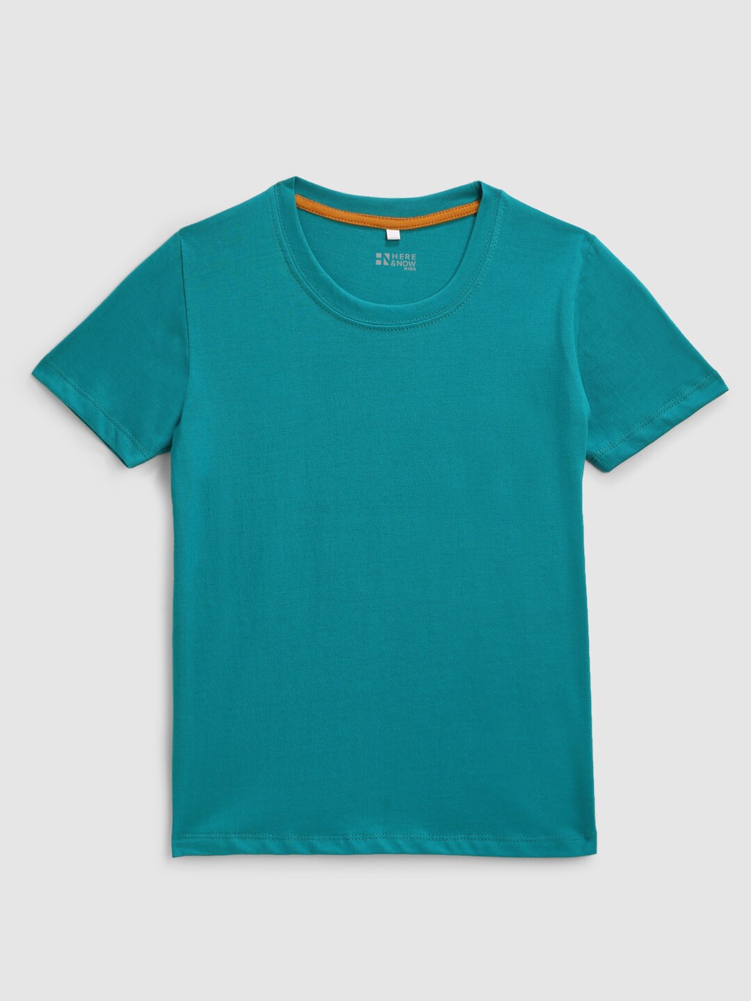 

HERE&NOW Boys Round Neck Cotton T-shirt, Teal