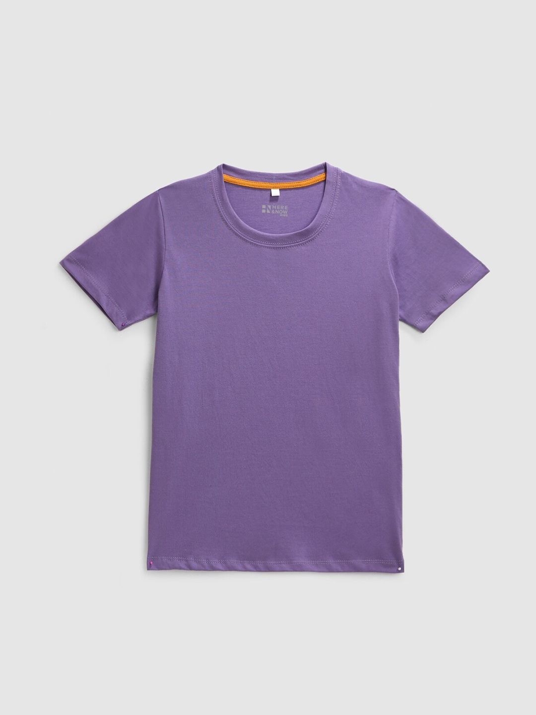 HERE&NOW Boys Round Neck Cotton T-Shirt, Purple