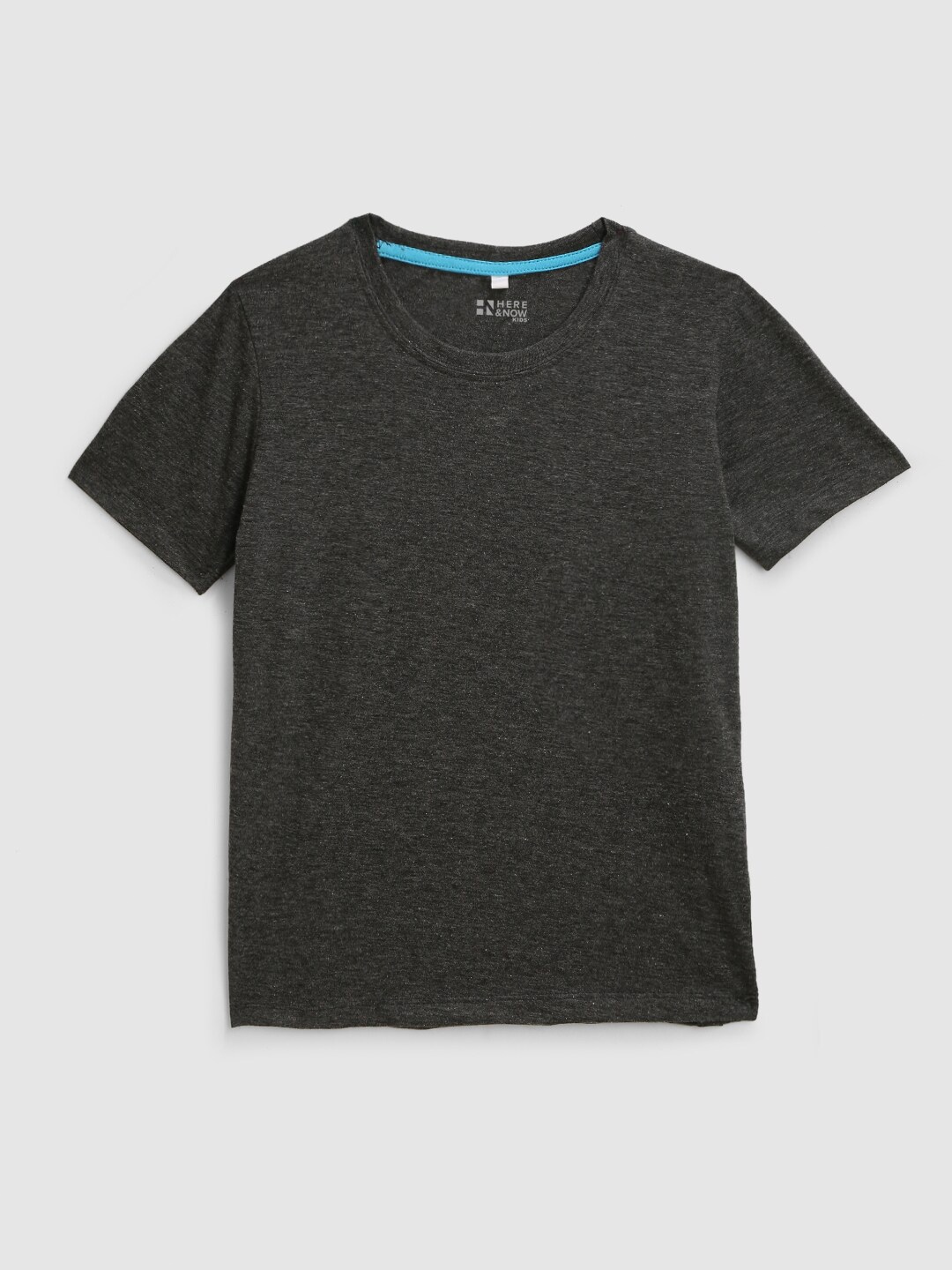 

HERE&NOW Boys Round Neck Cotton T-Shirt, Charcoal