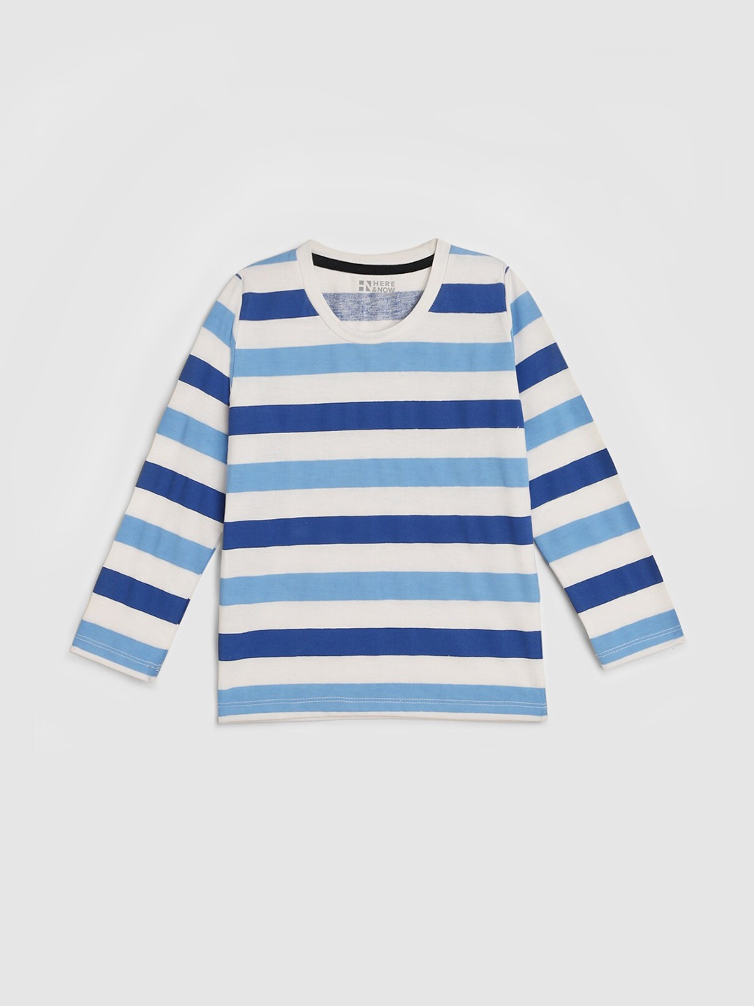 

HERE&NOW Boys Horizontal Striped Cotton T-Shirt, White