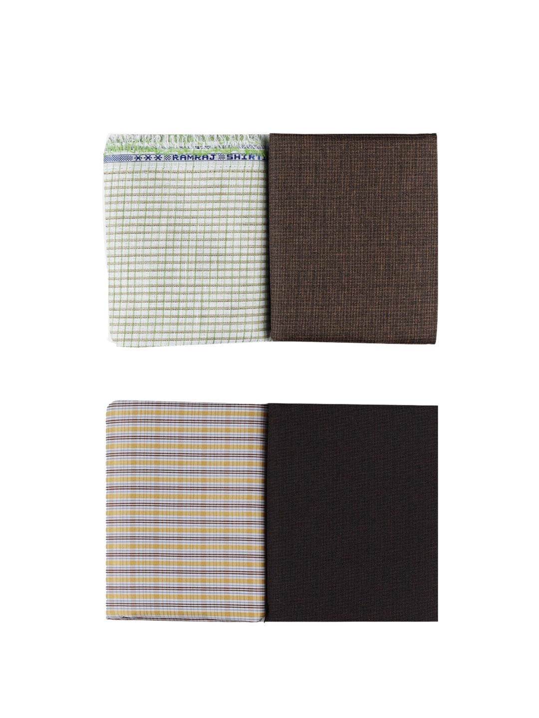 

Ramraj Men Pack Of 2 Checked Shirt & Trouser Clothing Fabric, Green