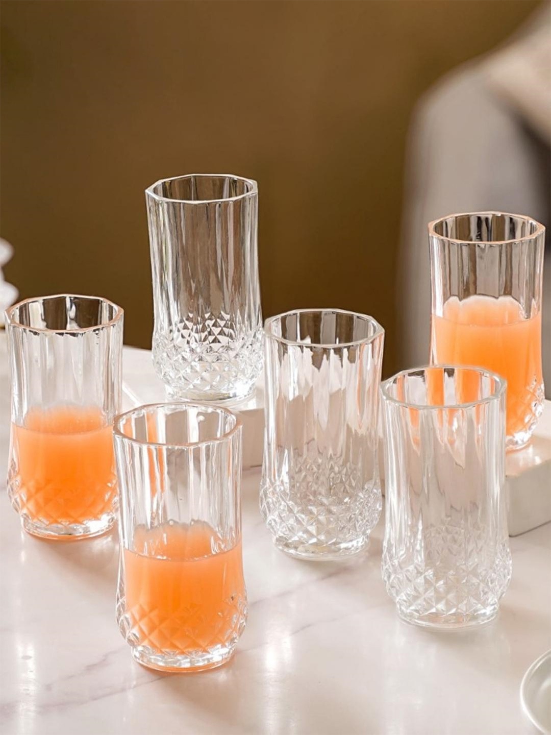 

Nestasia Transparent 6 Pieces Textured Highball Glass Tumblers -230 ml Each